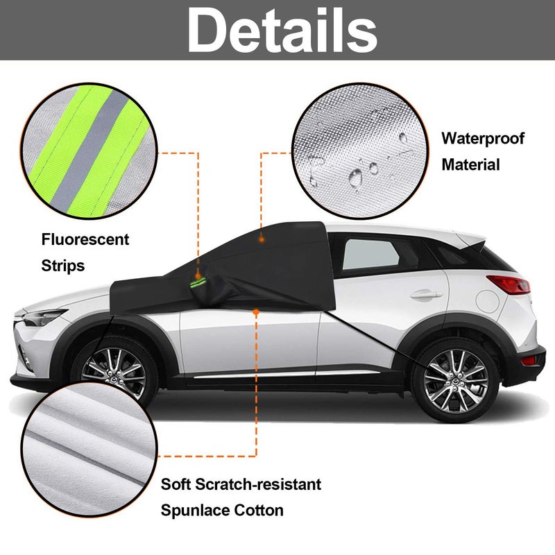 OMIGAO Extra Large Windshield Snow Ice Cover with Side Mirror Covers, Protects Windshield and Wipers from Weatherproof, Rain, Sun, Frost, Vehicles, Cars Trucks Vans and SUVs (94.5" x 65") - Image 3